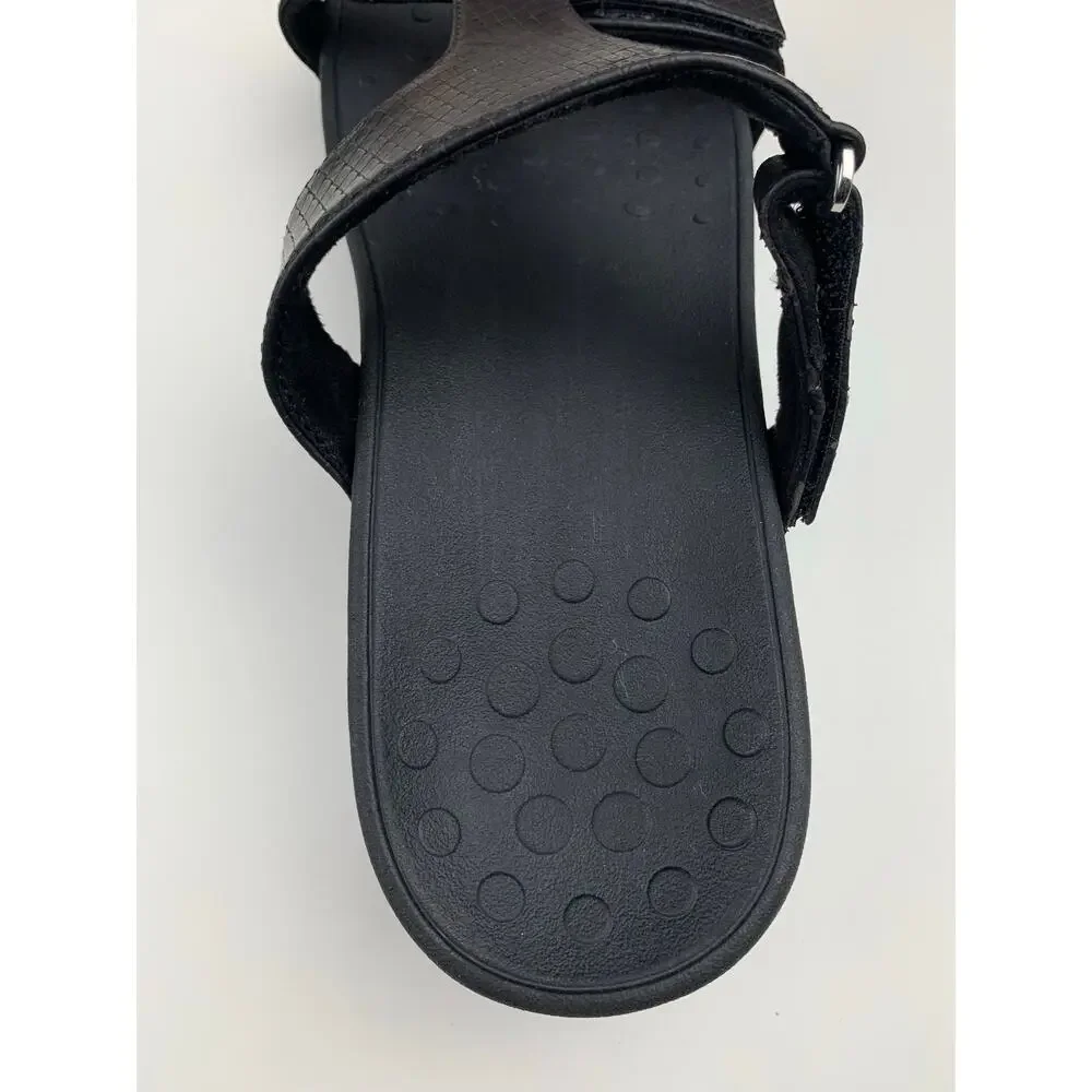 Vionic Ellie Sandals Platform Black Faux Leather Adjustable Slip On Women's 9